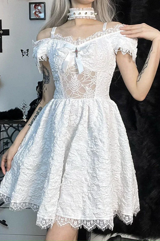Puff Sleeve Mini Gothic Dress - Image 4
