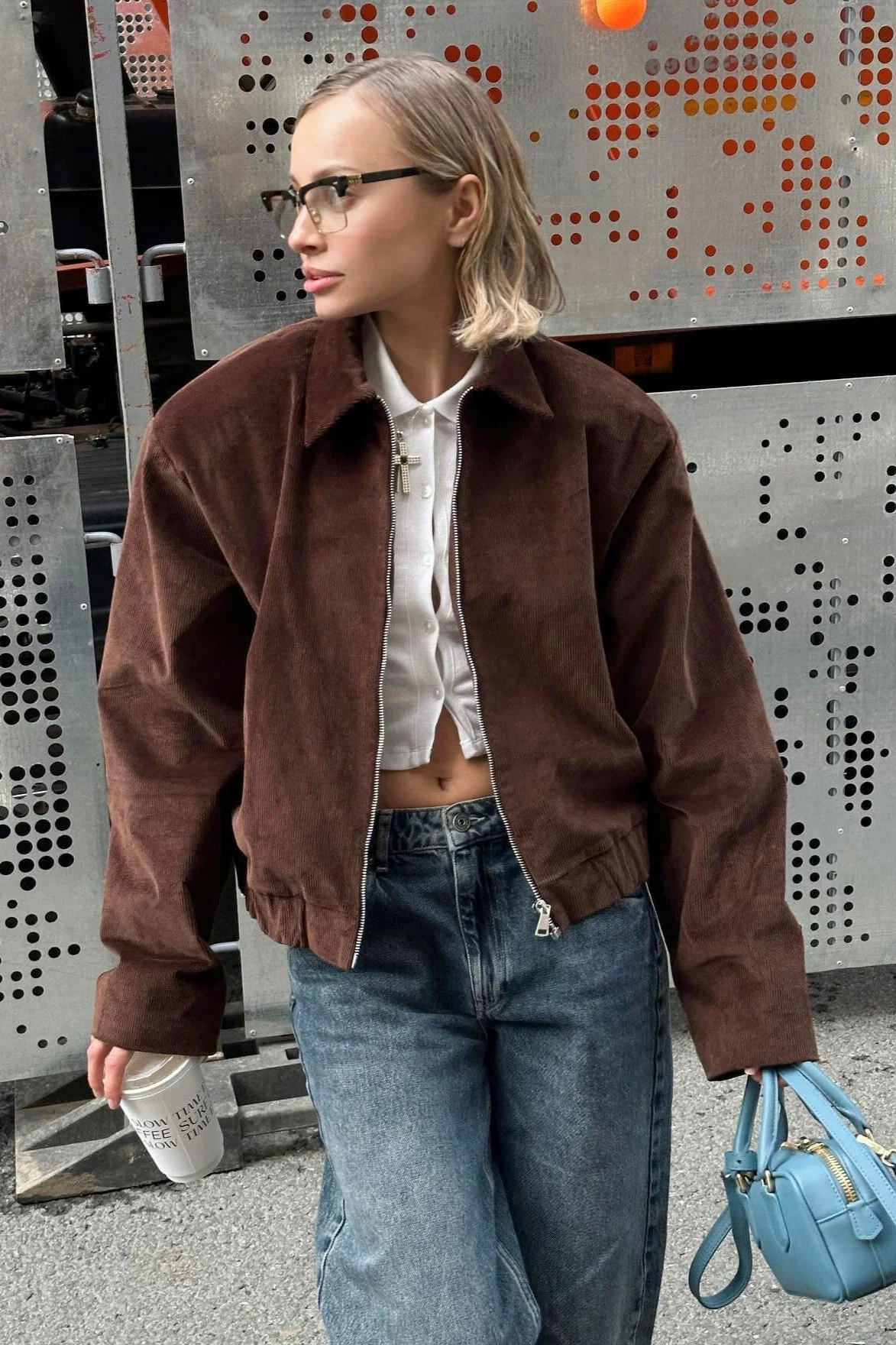 Retro Corduroy Collared Jacket - Image 2