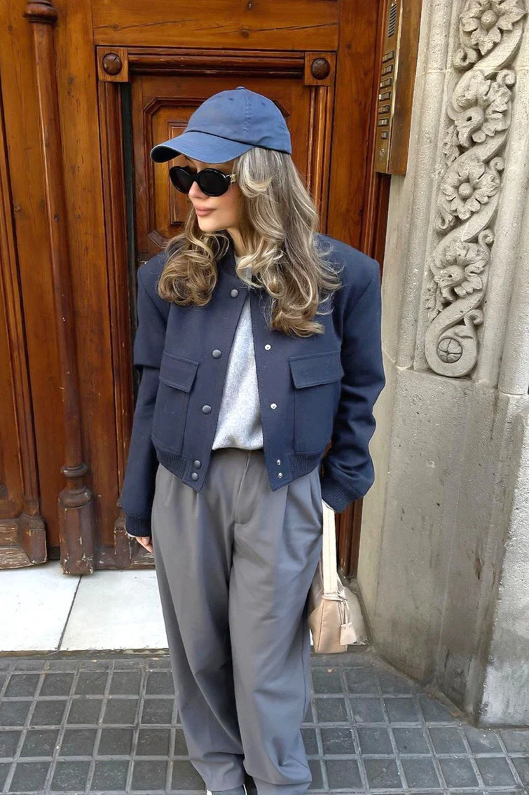Chic Woolen Baseball Jacket - Image 3