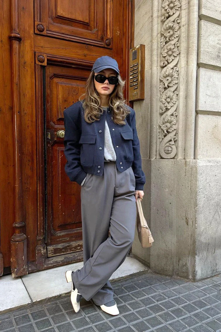 Chic Woolen Baseball Jacket - Image 4