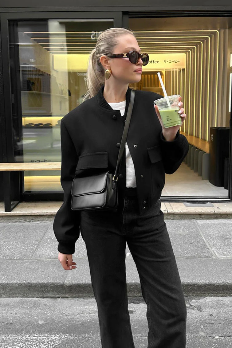 Chic Woolen Baseball Jacket - Image 5