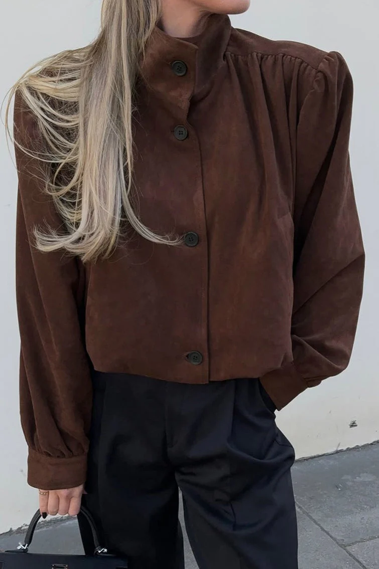 Chic Suede Style Long Sleeve Jacket - Image 5