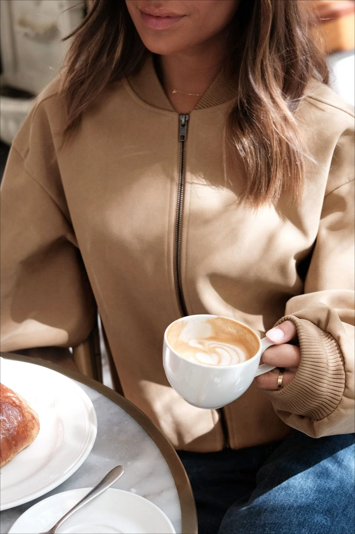 Oversized Faux Suede Bomber Jacket - Image 6