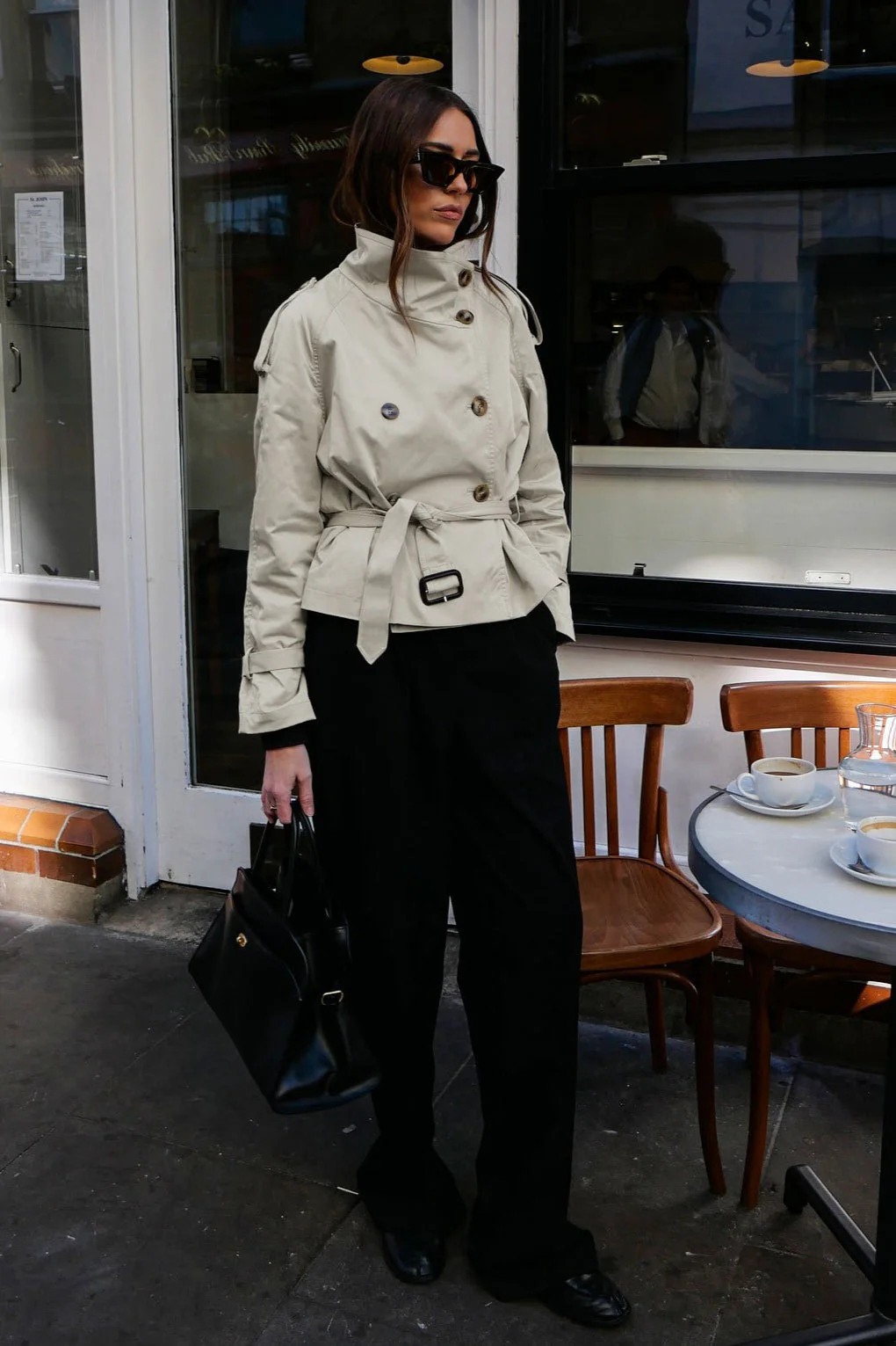 Stand Collar Belted Short Jacket - Image 2