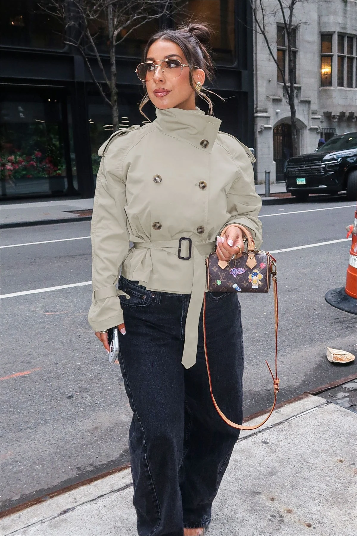 Stand Collar Belted Short Jacket - Image 3