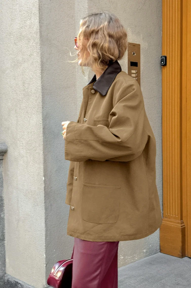 Casual Brown Patchwork Jacket - Image 2