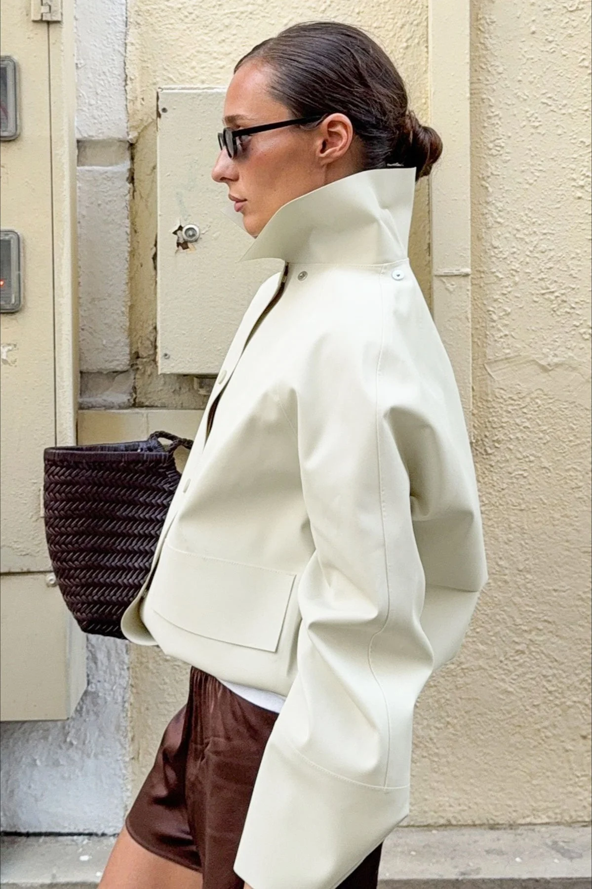 White Cropped Long Sleeve Jacket - Image 3