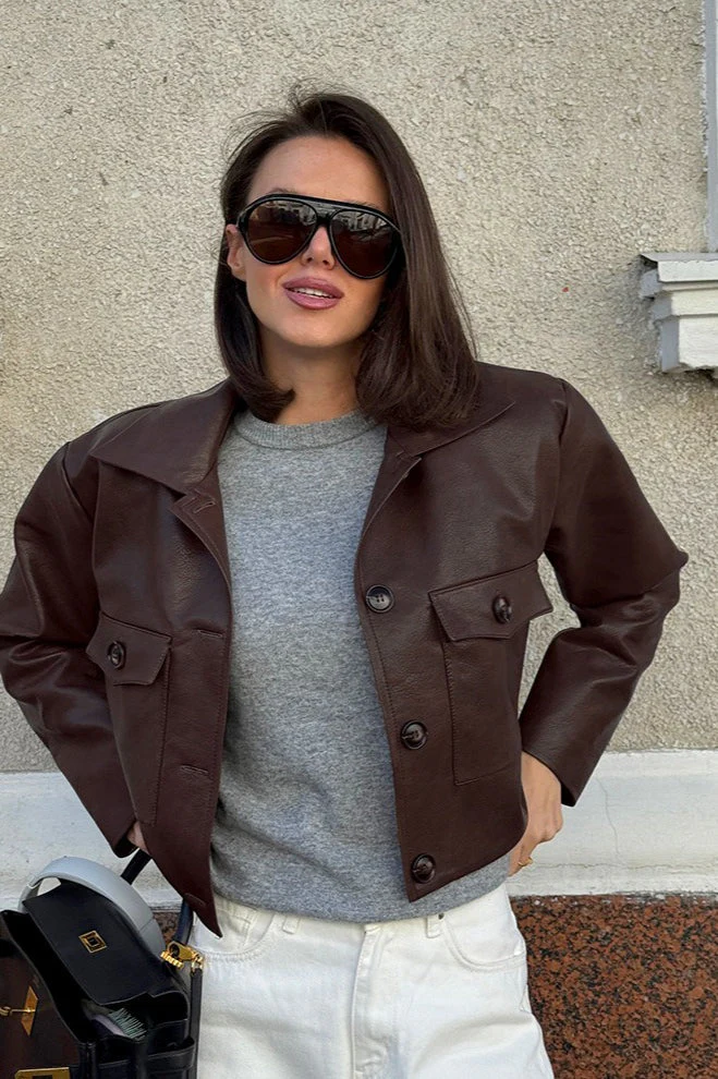 Slim Fit Leather Moto Jacket - Image 2