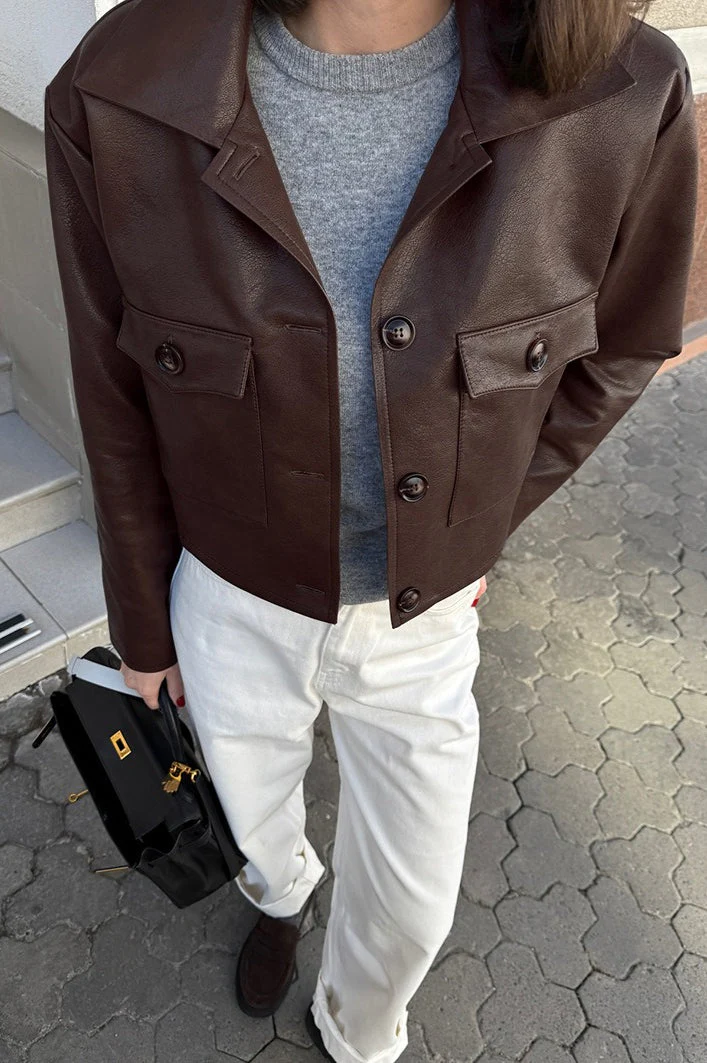 Slim Fit Leather Moto Jacket - Image 3
