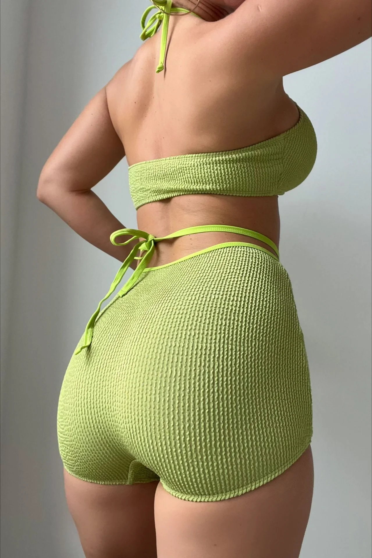 Plain Color Halter Bikini Two Piece Swim Set - Image 4