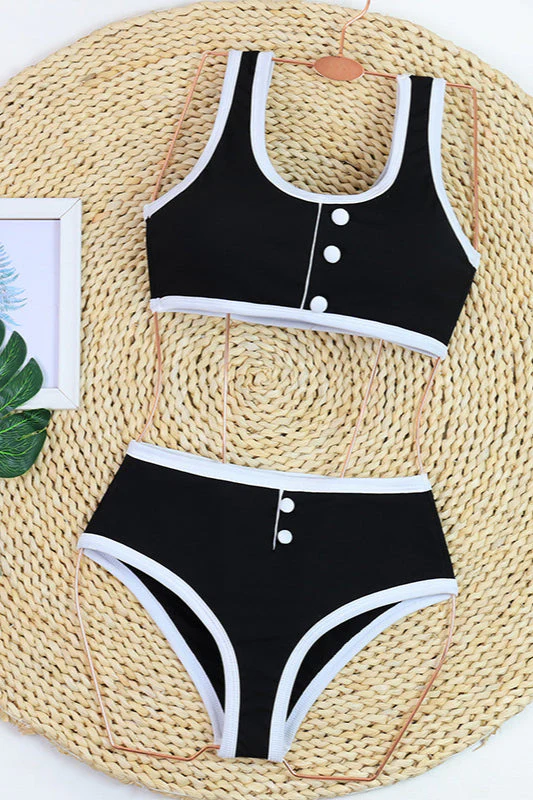 Monochrome Chic Bikini Two Piece Swim Set - Image 3
