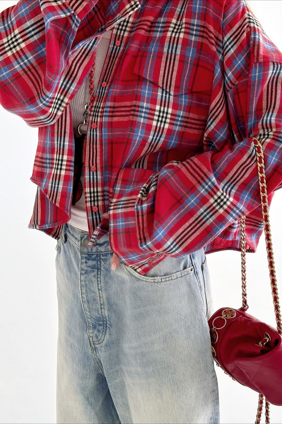 Vintage Plaid Long Sleeve Jacket - Image 2