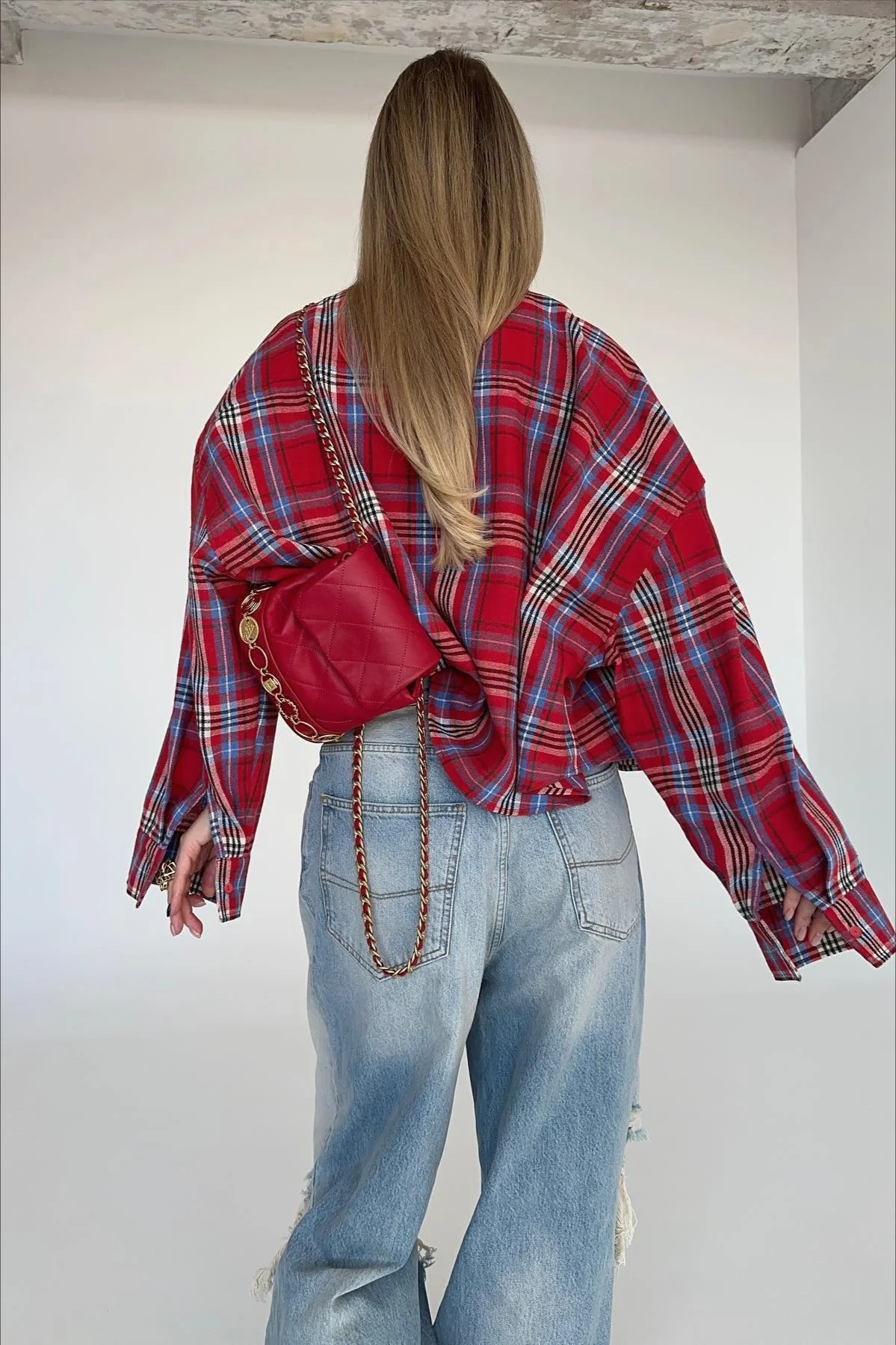 Vintage Plaid Long Sleeve Jacket - Image 3