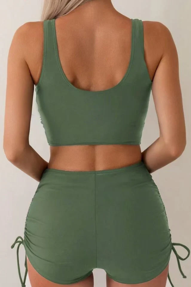 Vacation Style Cross Strap Bikini Two Piece Swim Set - Image 3