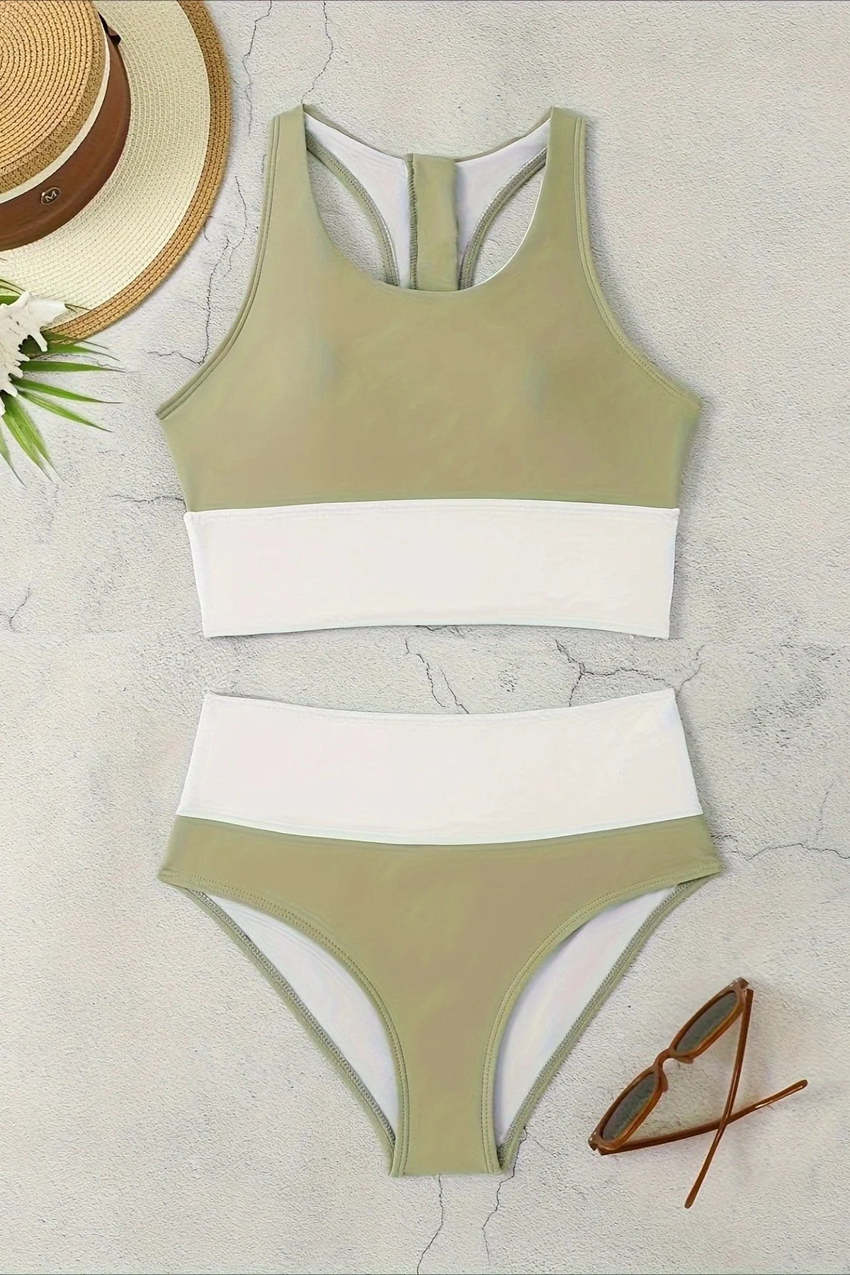Curve Fit Zip Front Bikini Two Piece Swim Set - Image 3