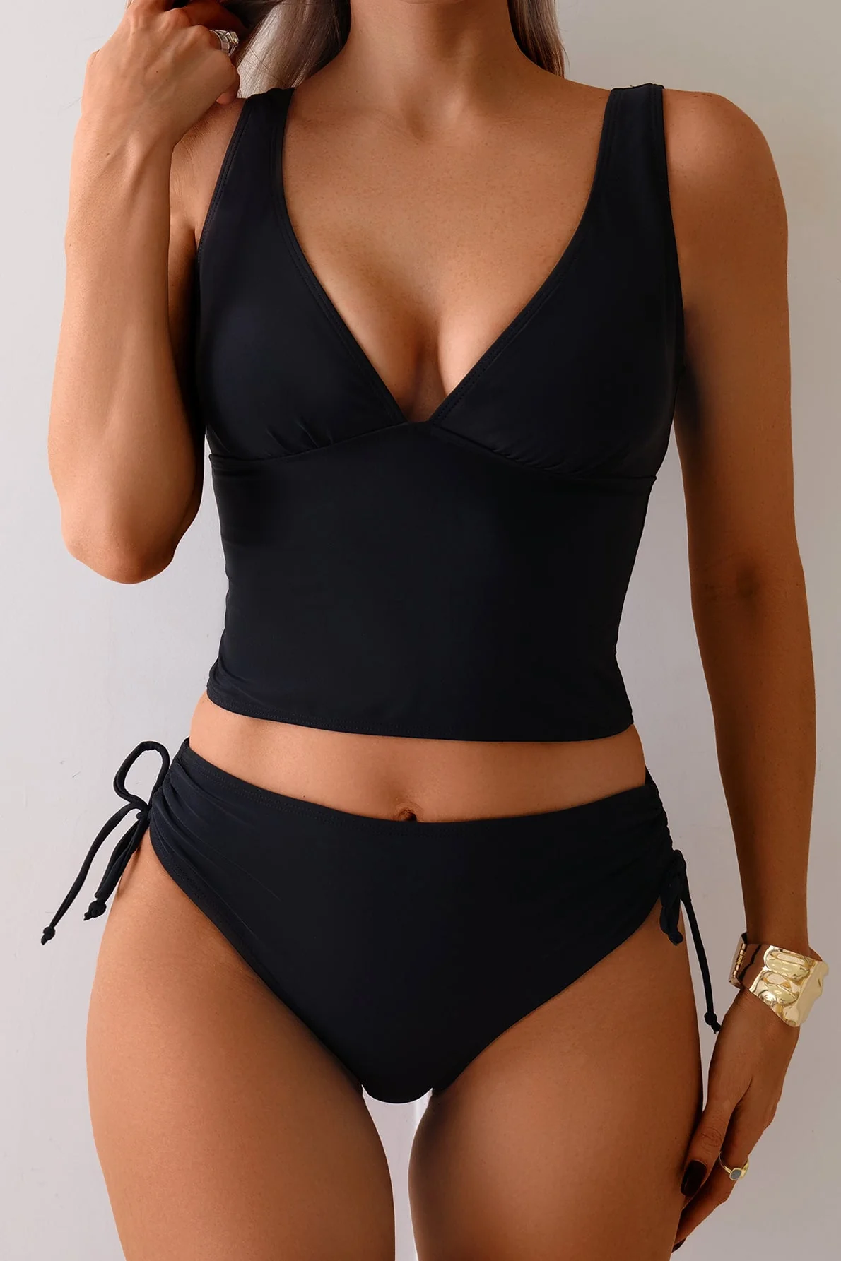 Backless String Tankini Two Piece Swim Set - Image 3