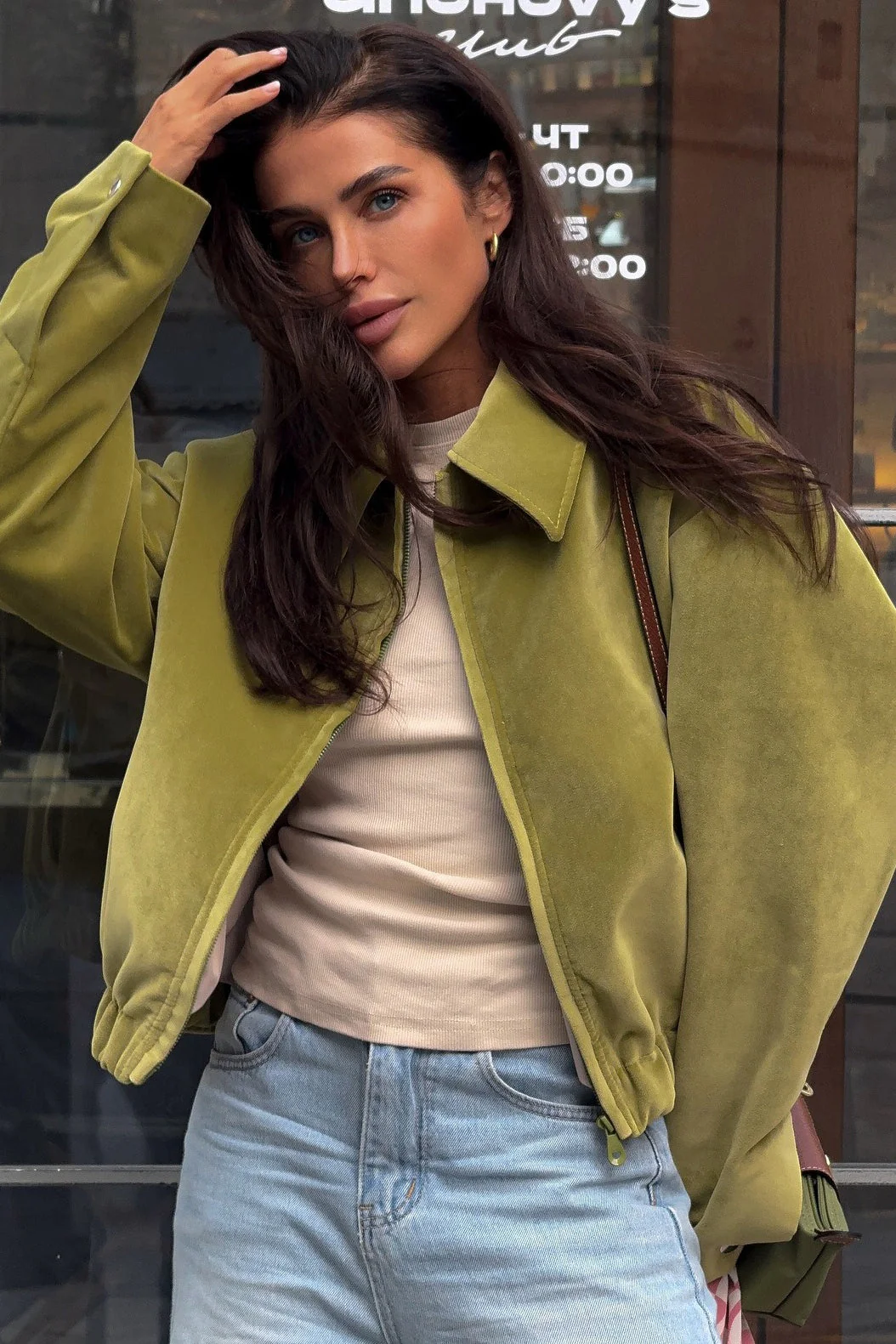Solid Velour Collared Jacket - Image 3