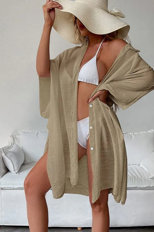 Casual Batwing Sleeve Beach Cardigan - Image 2