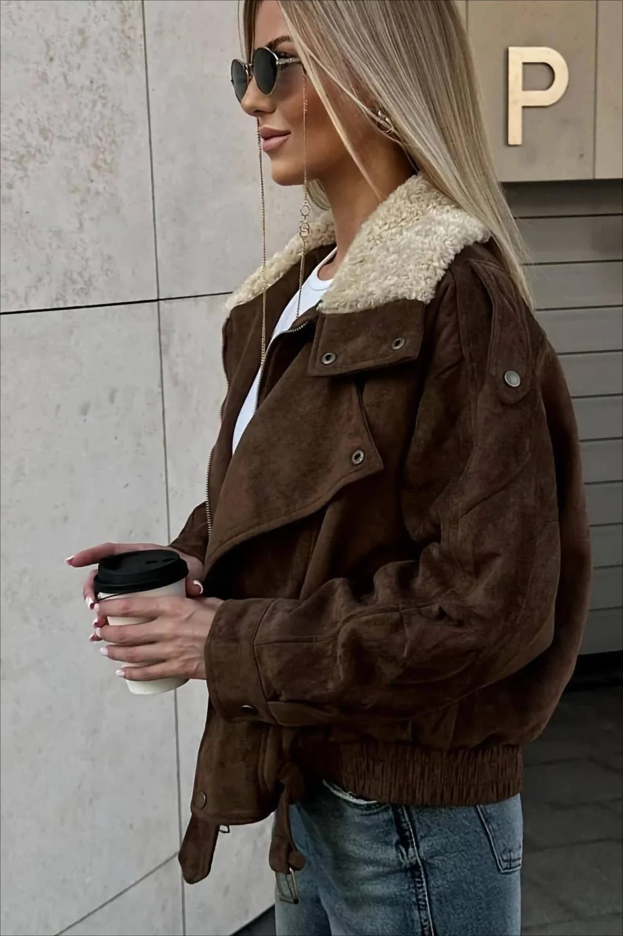 Casual Brown Oversized Jacket - Image 2