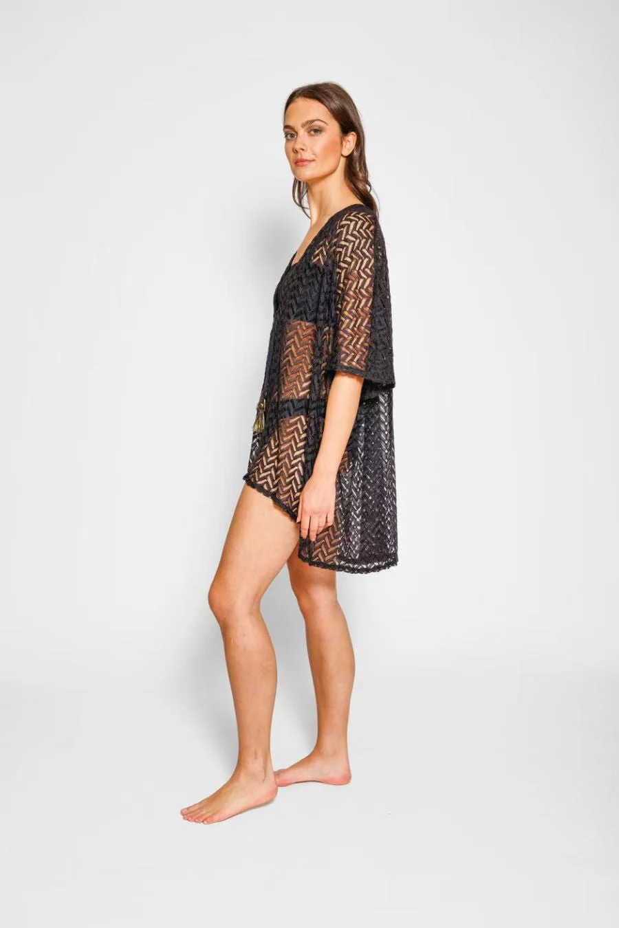 Open Knit V Neck Beach Cover Up - Image 4
