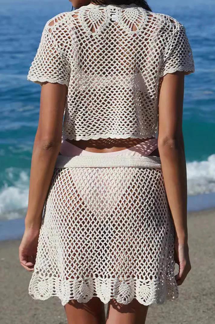 Two Piece Crochet Skirt Cover Up - Image 3