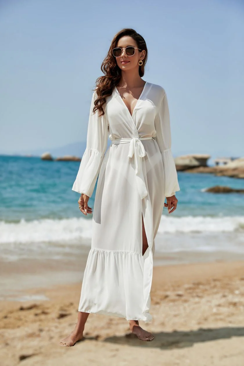 Chiffon Tie Front Bikini Cover Up - Image 3