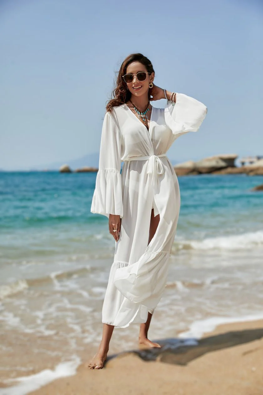 Chiffon Tie Front Bikini Cover Up - Image 4
