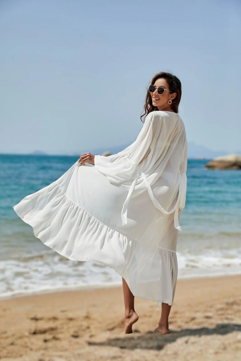 Chiffon Tie Front Bikini Cover Up - Image 5