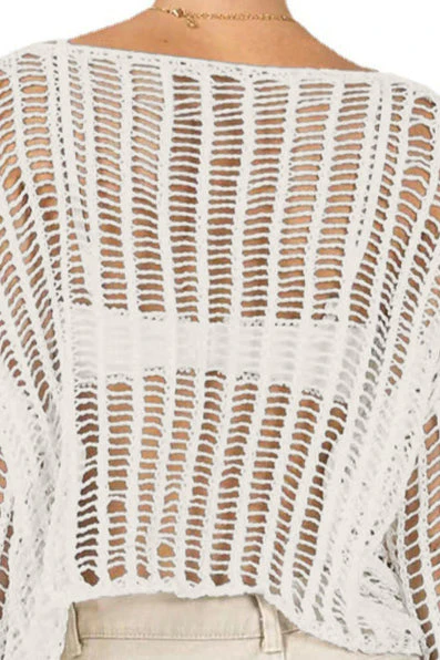 Crochet Hollow Out Vacation Cover Up - Image 3