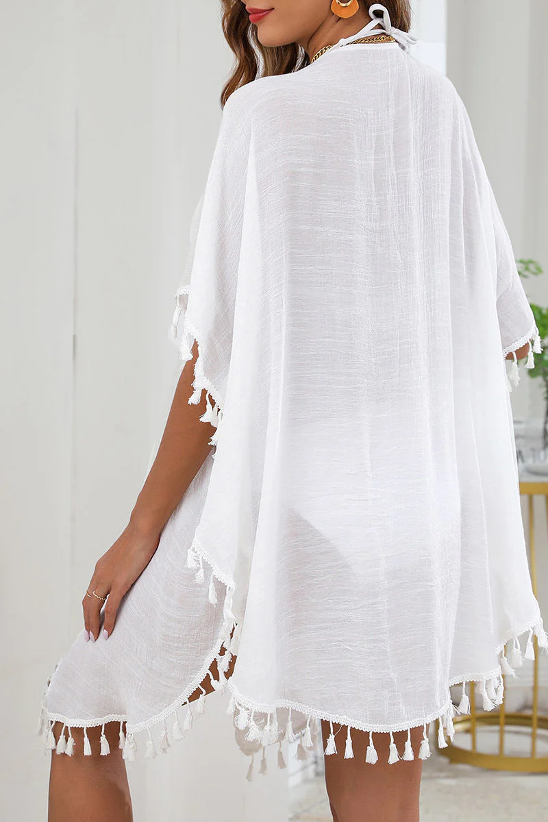 Fringe Open Front Vacation Cover Up - Image 3