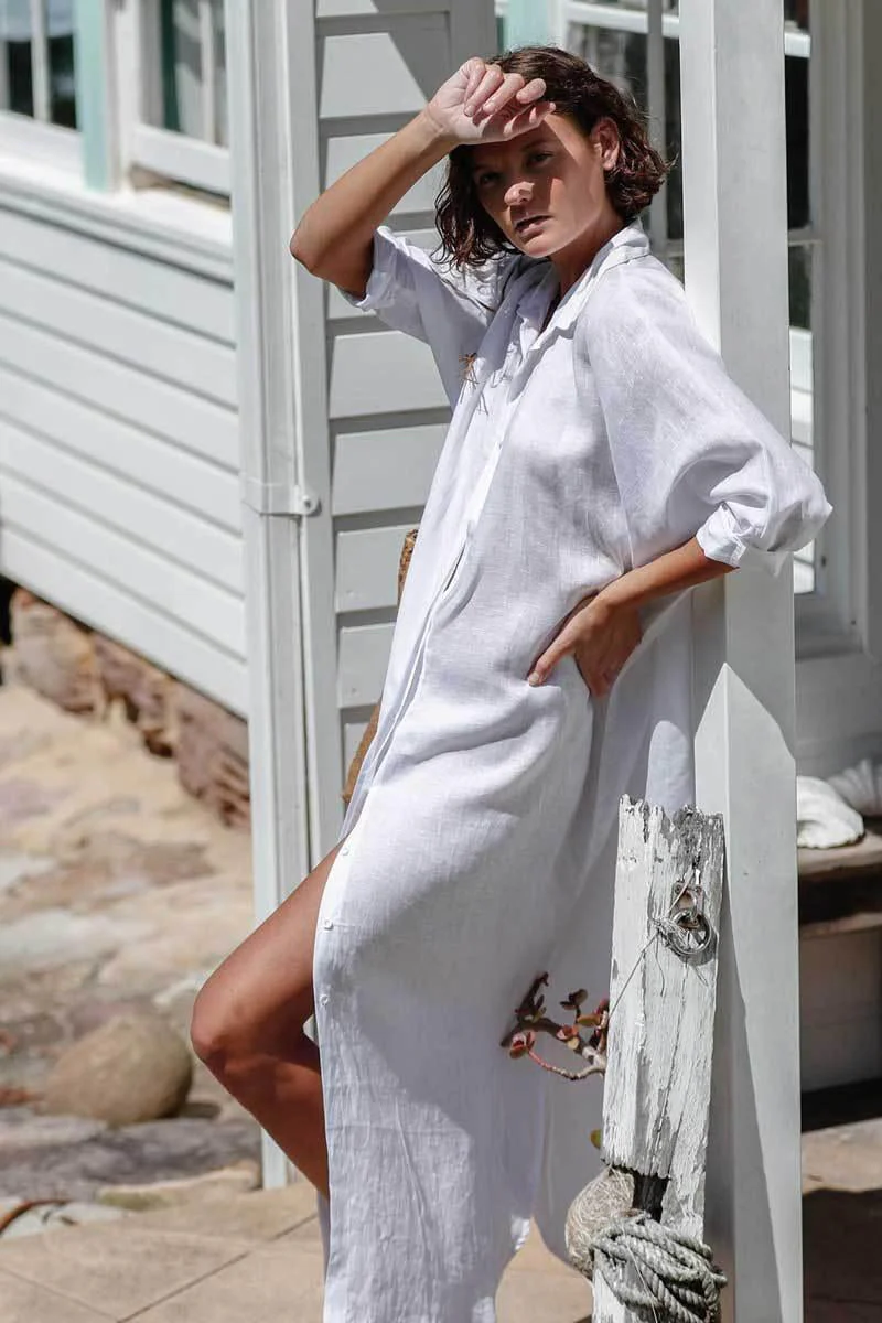 Crinkled Shirt Style Beach Cover Up - Image 2
