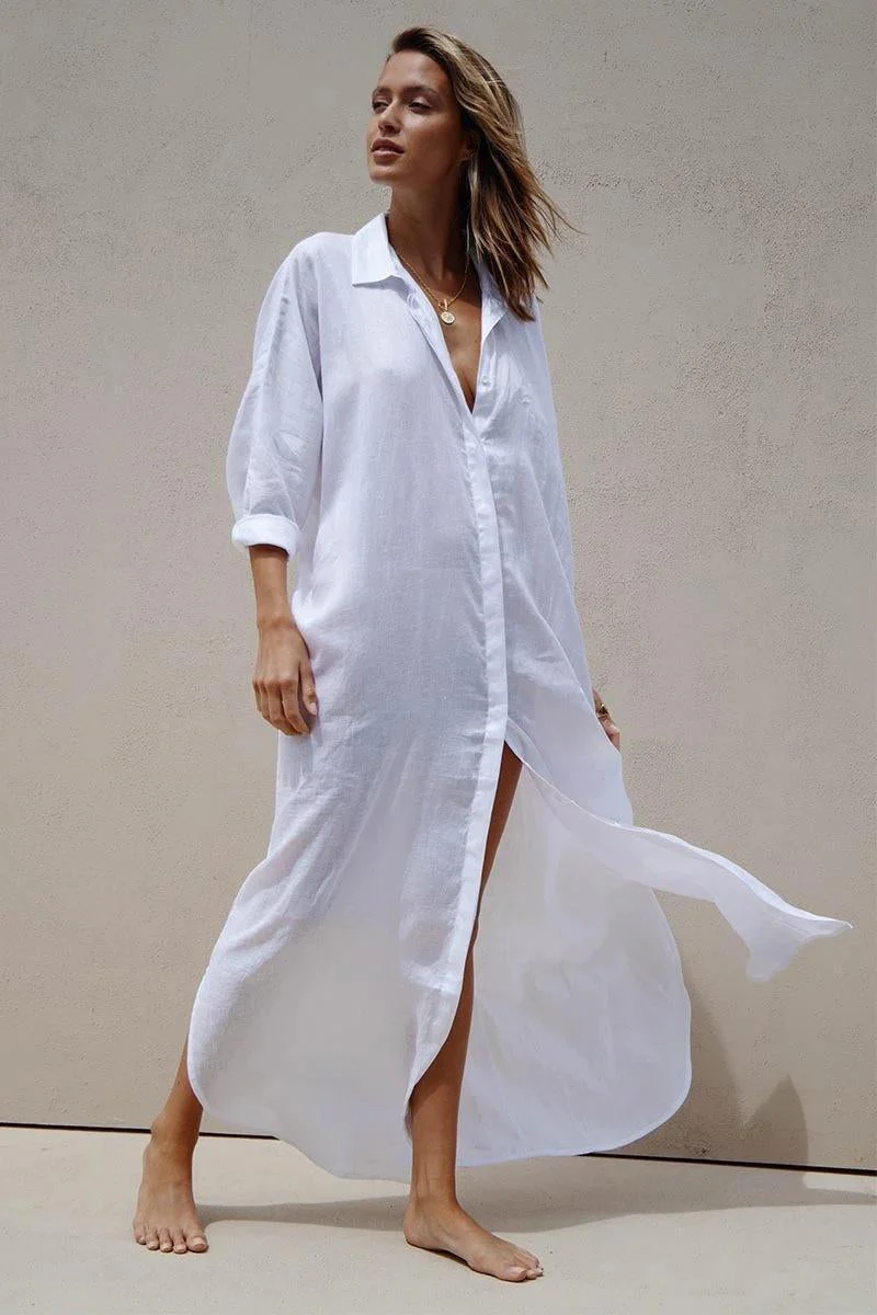 Crinkled Shirt Style Beach Cover Up - Image 4