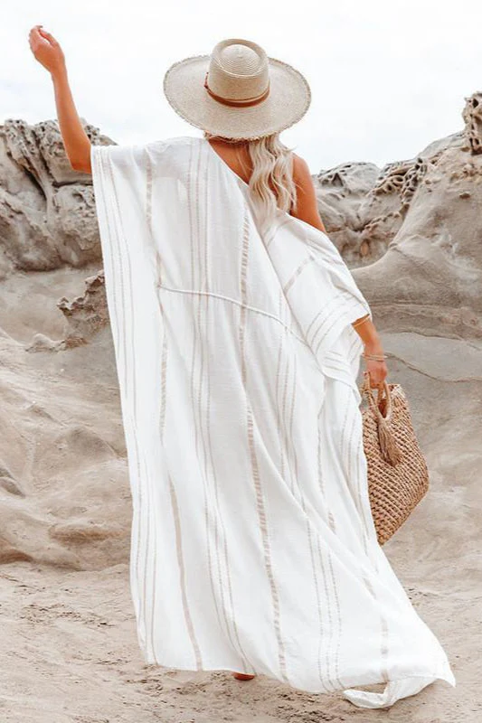 Loose Striped Bikini Cardigan Cover Up - Image 4