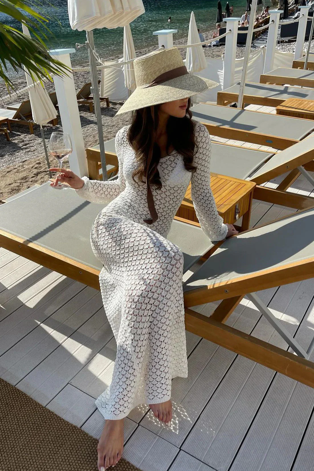 Crochet Hollow Long Sleeve Cover Up - Image 2