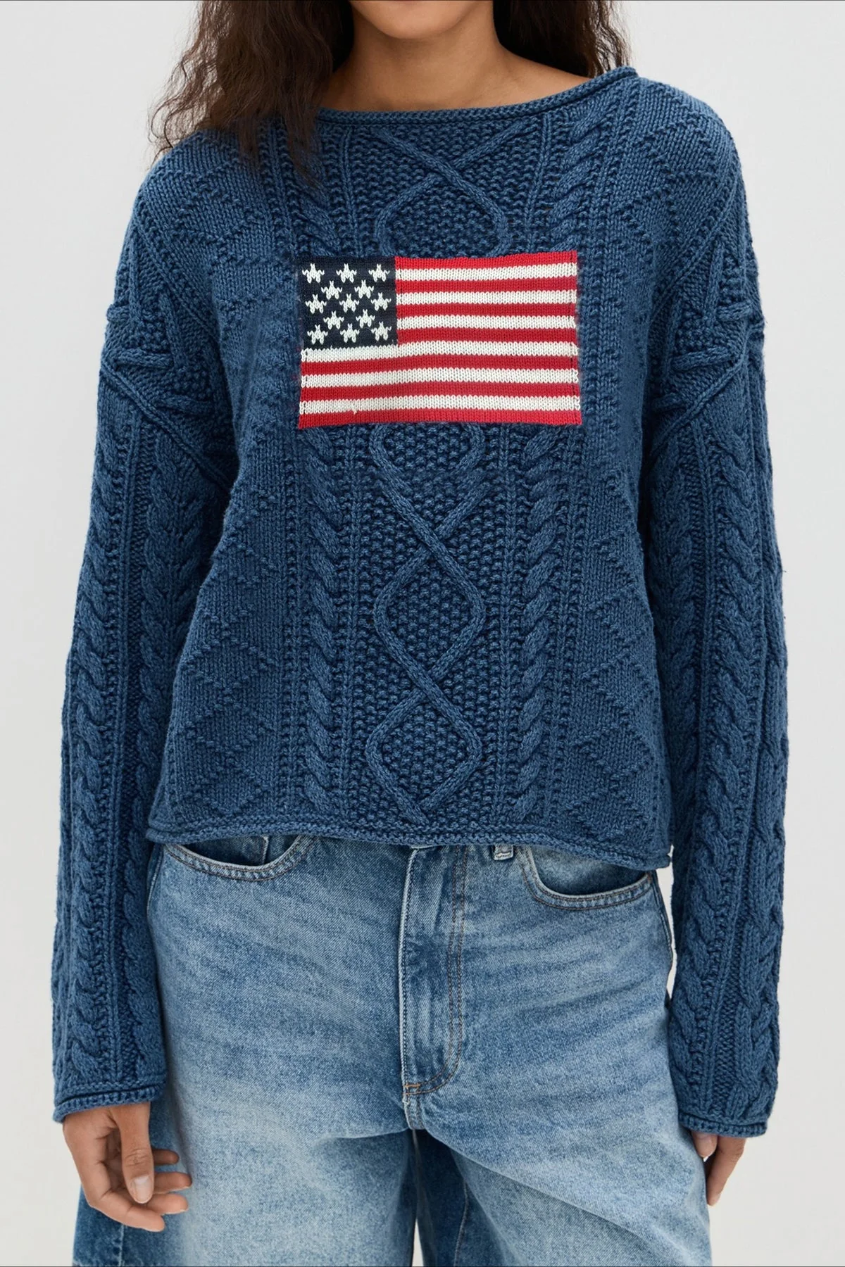 Vintage Loose Knit Flag Blouse - Image 4