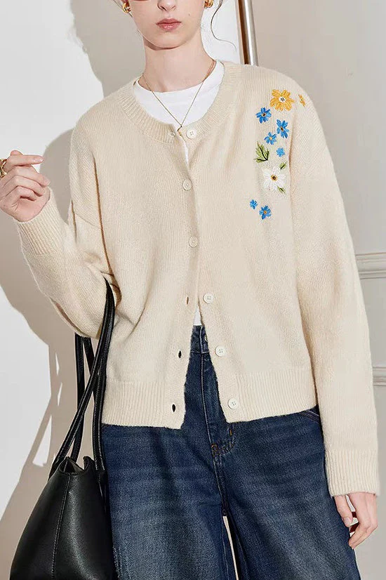 Vintage Floral Embroidered Knit Blouse - Image 4