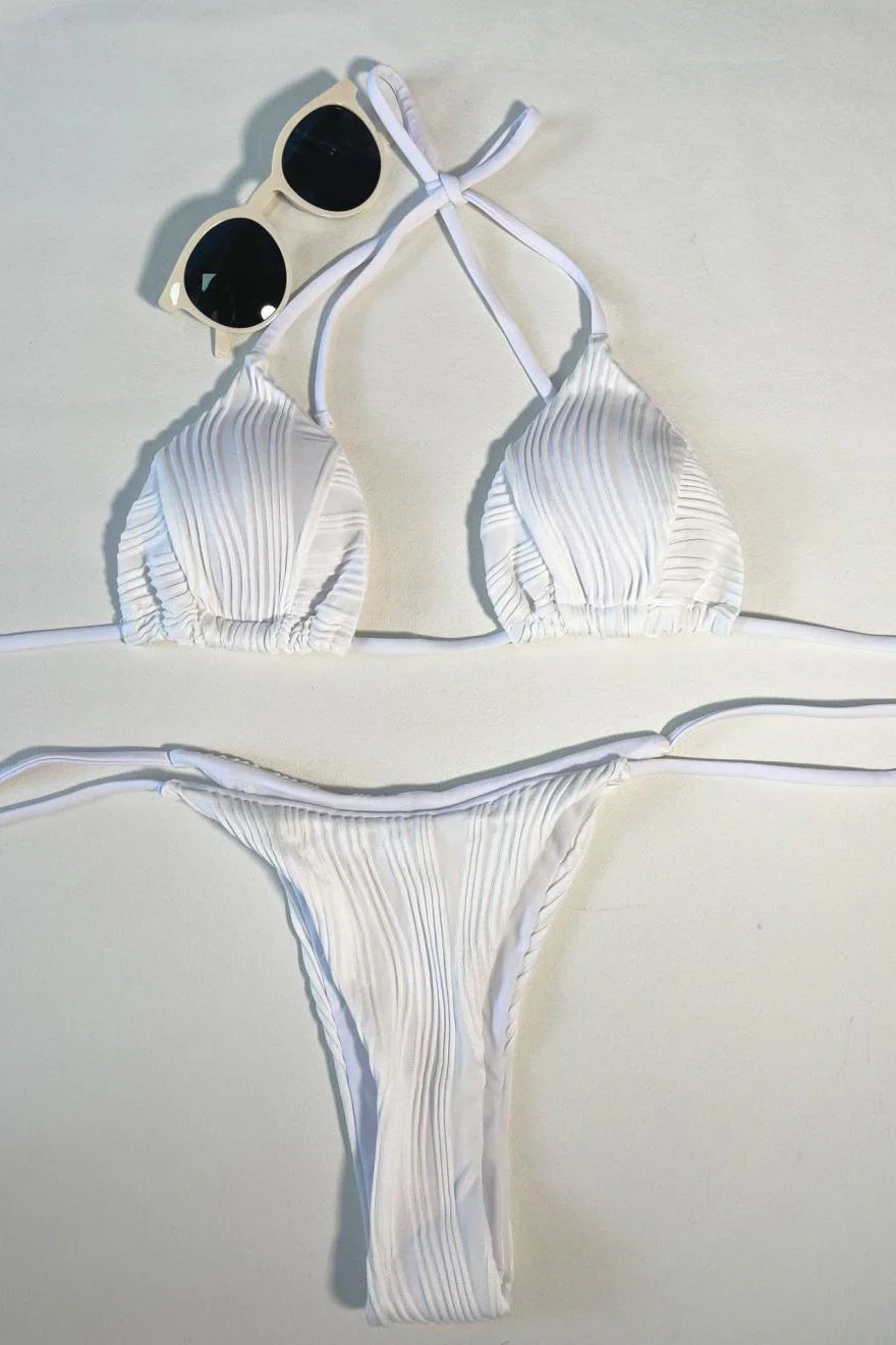 Solid Tie Side Bikini Set - Image 3