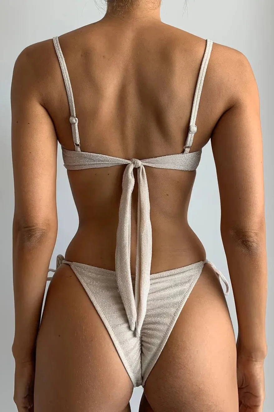 Shiny Solid Bikini Set - Image 3