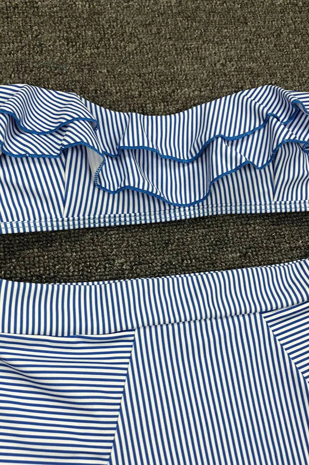 Striped Ruffle Bikini Set - Image 4