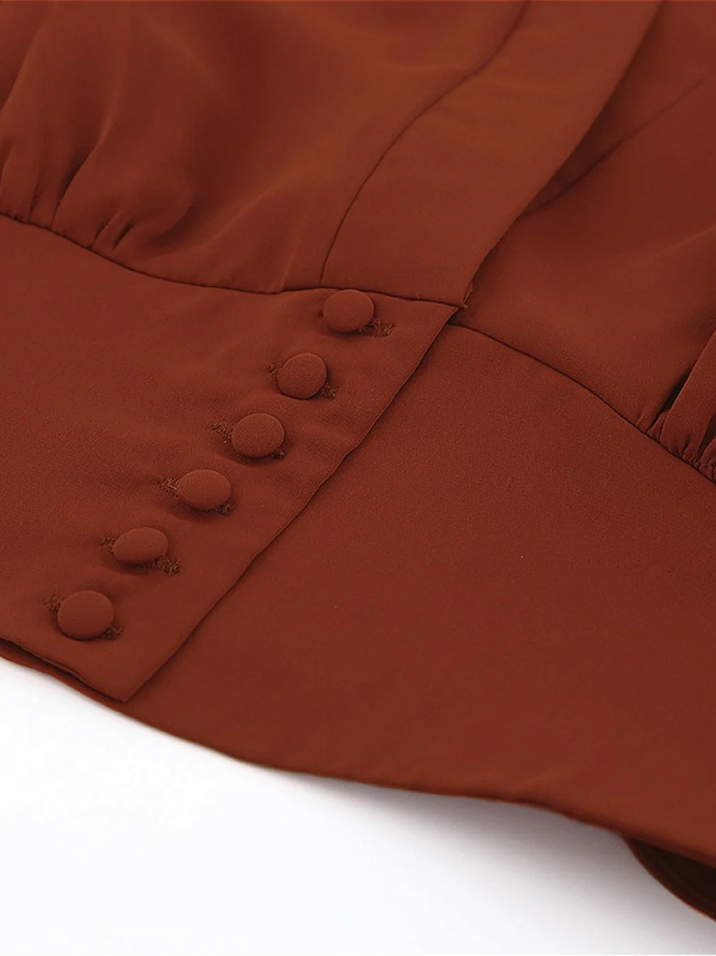 Vintage Lantern Sleeve V-Neck Slim Fit Blouse - Image 3