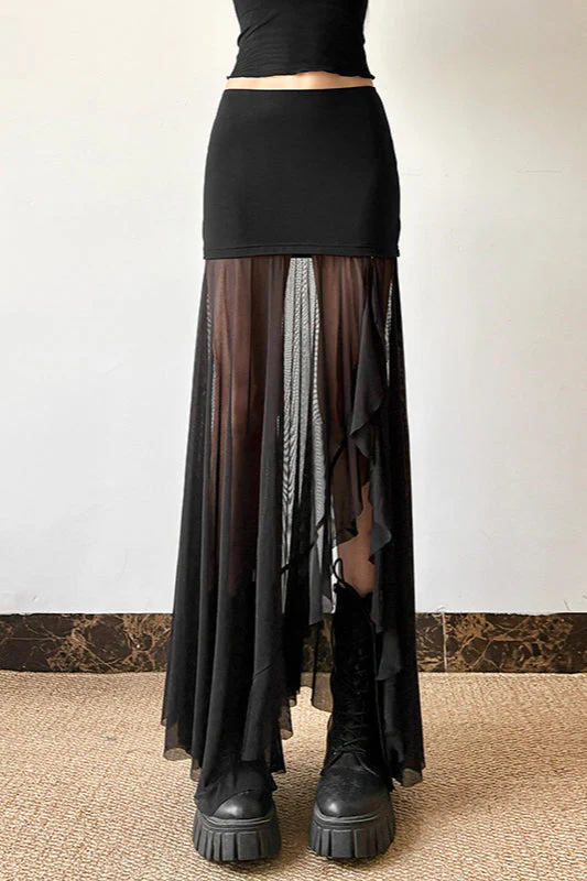 Mesh High-Waisted Sexy Midi Skirt - Image 3