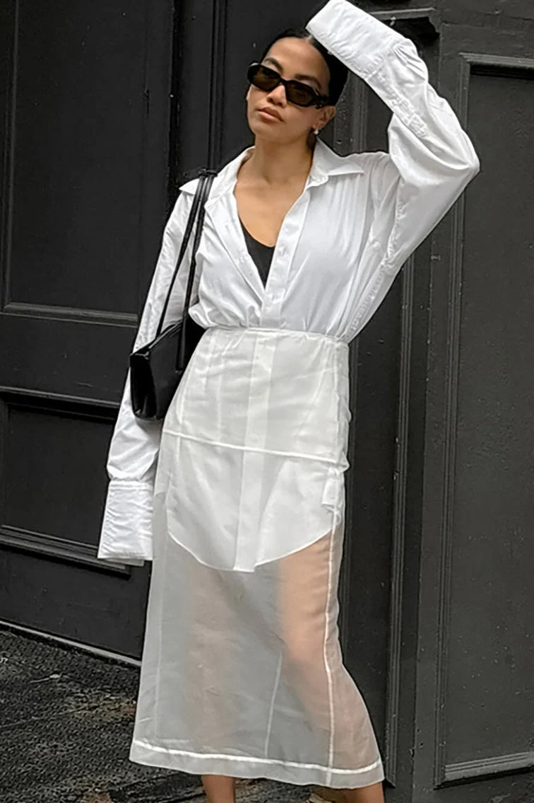White High-Waist Split Maxi Skirt - Image 3
