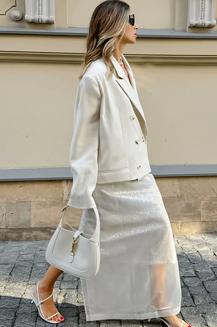 White High-Waist Split Maxi Skirt - Image 4