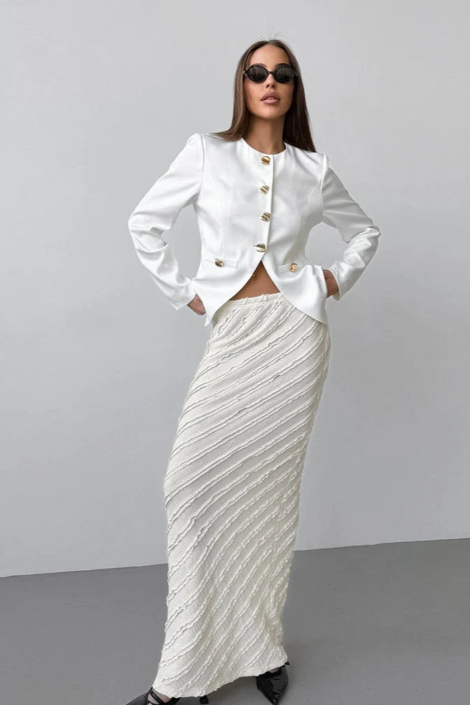 Lace Trim High Waist Split Midi Skirt - Image 4