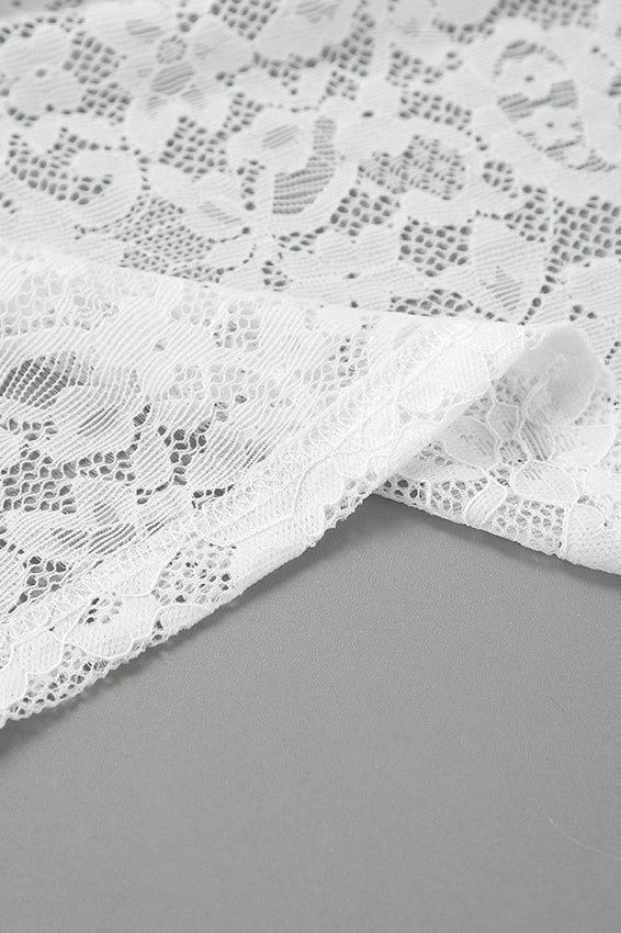 White Lace Sheer High Waist A-Line Skirt - Image 5