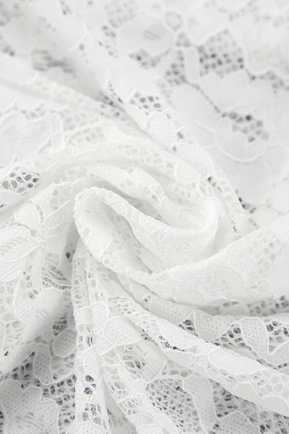 White Lace Sheer High Waist A-Line Skirt - Image 6