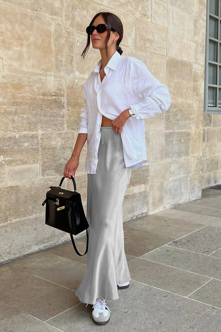 High Waist Tie Mermaid Maxi Skirt - Image 2