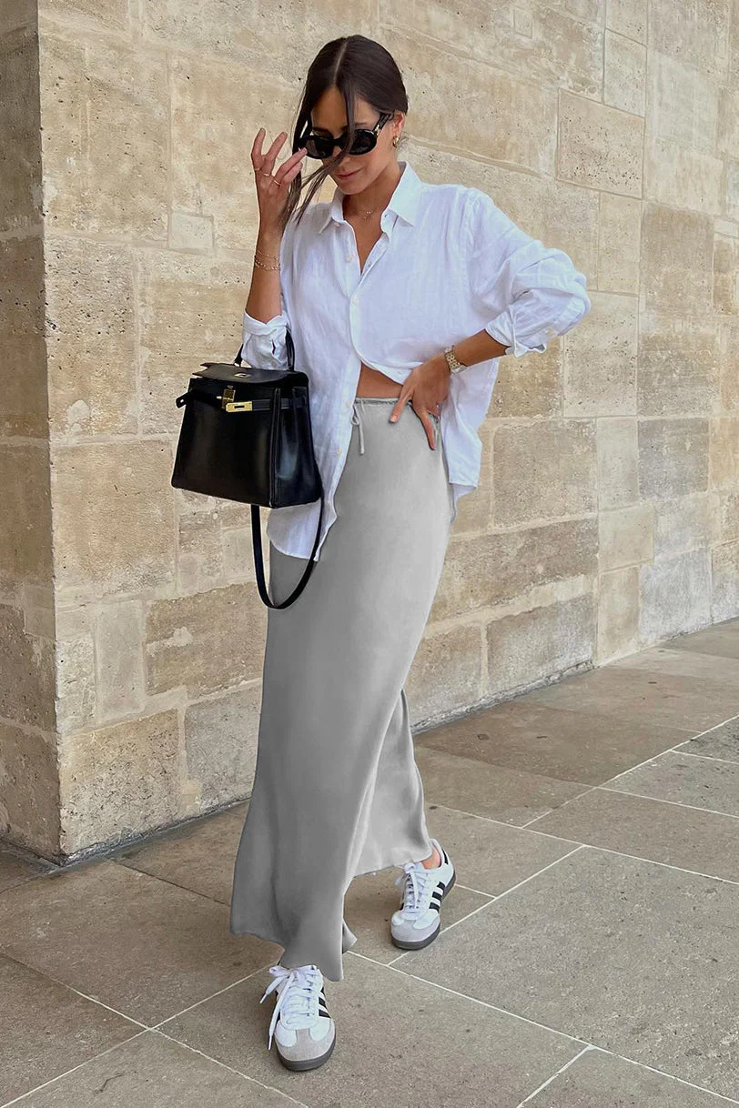 High Waist Tie Mermaid Maxi Skirt - Image 3