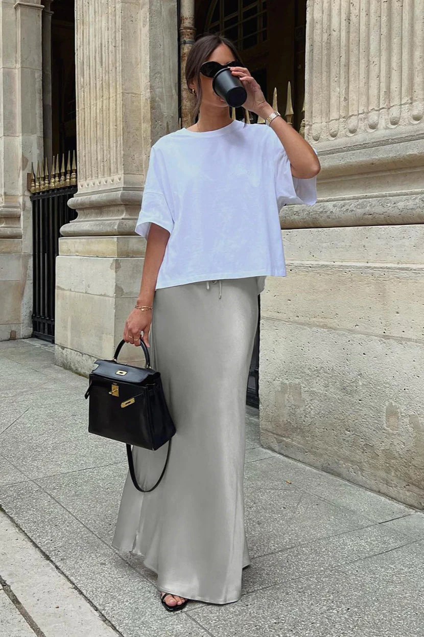 High Waist Tie Mermaid Maxi Skirt - Image 4