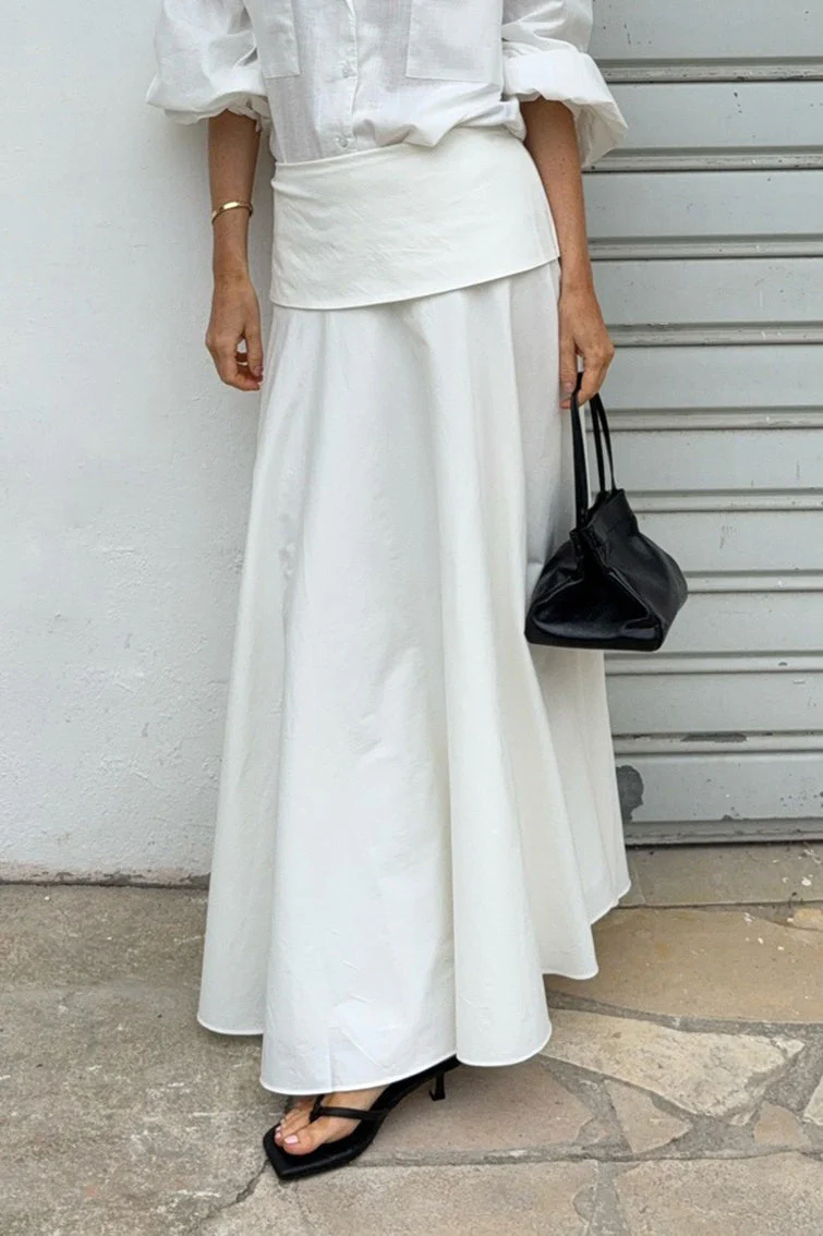 Solid A-Line Midi Skirt - Image 2